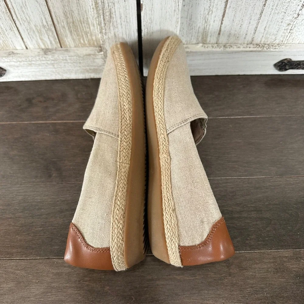 Clarks Collection Womens Canvas Espadrille Loafer Slip On Shimmer Nautical Tan 7